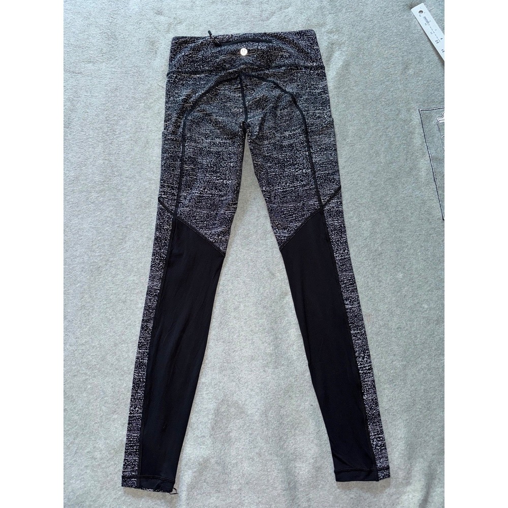 LULULEMON Women's Fit Physique Tight Pant Jacquard Black White Mesh Gauge Sz 4 - Picture 5 of 10